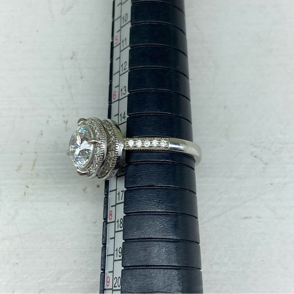 Sterling Silver 925 PAJ Spiral Stair Halo Ring With Large CZ Set Size 7 - Picture 8 of 15